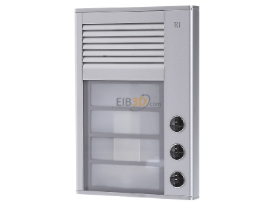 Front view TCS PAK03-EN Door loudspeaker 3-button Silver 
