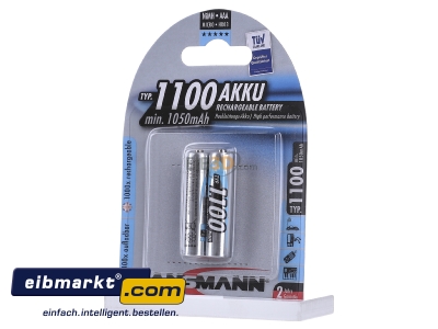 Frontansicht Ansmann 5035222 VE2 Bli Akku Micro NiMH AAA 1100mAh 