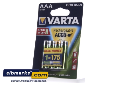 Front view Varta Cons.Varta 56703 Bli.4 Rechargeable battery Micro 800mAh 1,2V 
