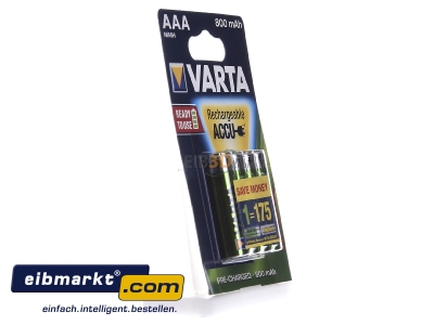 View on the left Varta Cons.Varta 56703 Bli.4 Rechargeable battery Micro 800mAh 1,2V 
