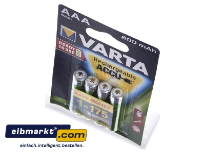 View up front Varta Cons.Varta 56703 Bli.4 Rechargeable battery Micro 800mAh 1,2V 
