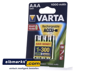 Frontansicht Varta Cons.Varta 5703 Bli.4 Akku Ready2Use AAA AAA/1000mAh,Bli.4 