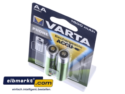 View up front Varta Cons.Varta T399 Bli.2 Battery for telephone 1600mAh
