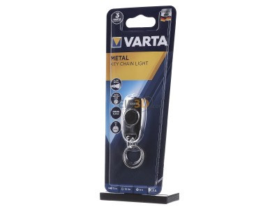 Frontansicht Varta LEDMETALKEYCHAINBLI1 Schlsseltaschenlampe mit Batterie 