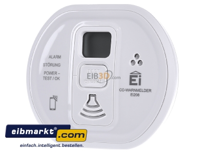 Front view Ei Electronics Ei208iDW Gas detector for alarm system white
