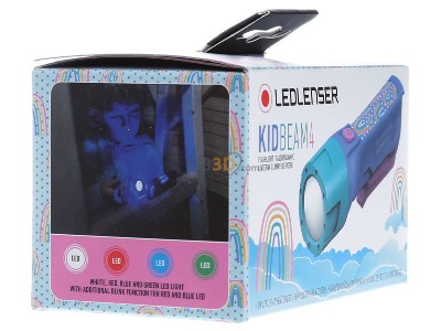 View on the left Ledlenser Kidbeam4 purple Flashlight 120mm Purple 
