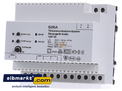 Front view Gira 128700 Power supply for intercom 230V / 12V 
