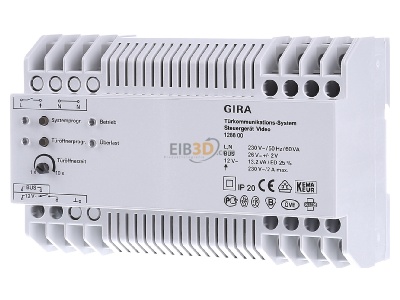 Front view Gira 128800 Power supply for intercom 230V / 12V 
