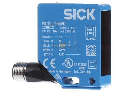 Ansicht links Sick WL12L-2B530 Reflex.-Lichtschranke,18m DC,pnp/npn,M12,5p. 