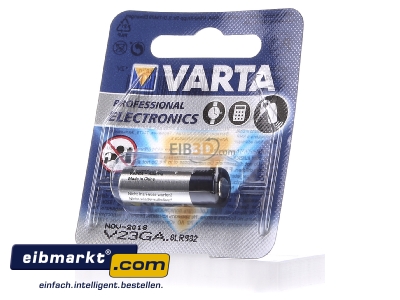 Frontansicht Varta Cons.Varta V 23 GA Bli.1 Electronic-Batterie 12,0/52/Alkali-Man. 
