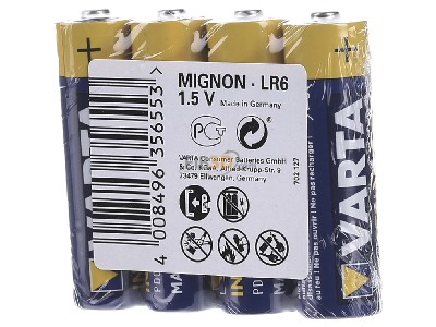 Back view Varta 4006 Ind. Fol.4 Battery Mignon 2960mAh 1,5V 
