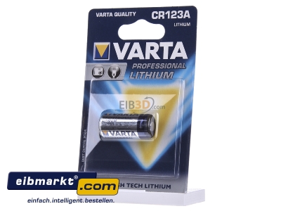 Front view Varta Cons.Varta CR 123 A Bli.1 Battery 1600mAh 3V
