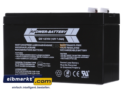 Front view ABB Stotz S&J SAK 7 Rechargeable battery 7000mAh 12V - 
