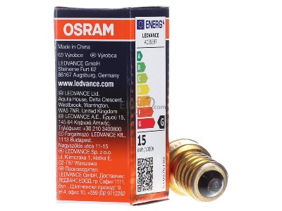 Ansicht hinten LEDVANCE SPC T26/57 FR15 Special-Lampe 15W 230V E14 Birne SPC.T26/57 FR15