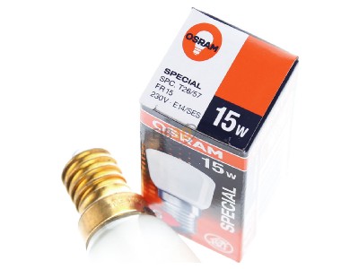 Ansicht oben vorne LEDVANCE SPC T26/57 FR15 Special-Lampe 15W 230V E14 Birne SPC.T26/57 FR15