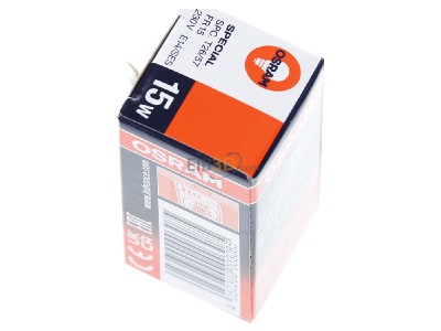 Ansicht oben rechts LEDVANCE SPC T26/57 FR15 Special-Lampe 15W 230V E14 Birne SPC.T26/57 FR15