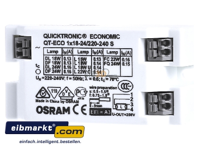 Front view Osram QTECO1x18-24/220240S Electronic ballast 1x18...24W -_- original

