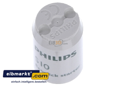 View up front Philips Lampen S 10 Starter for CFL for fluorescent lamp

