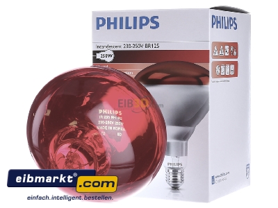 Front view Philips Lampen 57521025 IR lamp 250W 230...250V E27
