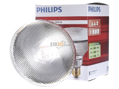 Front view Philips Licht IR 100 C PAR38 240V IR lamp 100W 240V E27 
