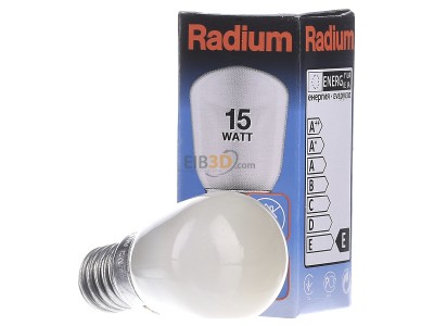 Front view Radium P 15W/230/F/E14 Standard lamp 15W 230V E14 frosted 
