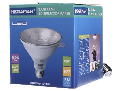Ansicht hinten IDV MM 154 LED-Pflanzenlampe PAR38 8,5W E27 IP54 