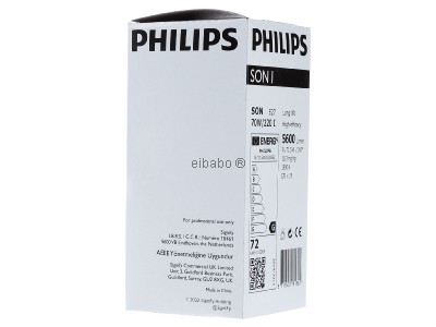 View on the right Philips Licht SON 70W-I High pressure sodium lamp 70W E27 
