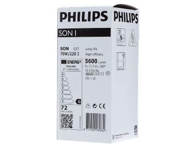Back view Philips Licht SON 70W-I High pressure sodium lamp 70W E27 
