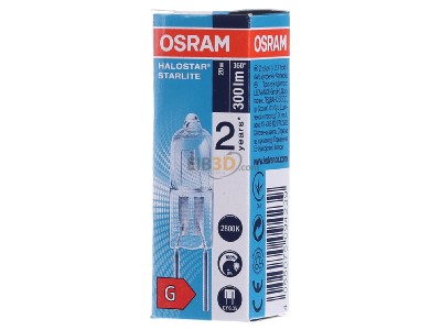 Frontansicht LEDVANCE 64427 S AX 20W Halogen-Stiftsockellampe 20W 12V G6.35 