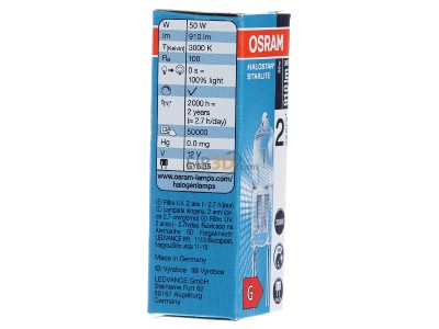 Ansicht links LEDVANCE 64440 S AX 50W Halogen-Stiftsockellampe 50W 12V G6.35 
