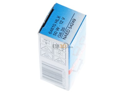 Ansicht oben links Osram 64610 HLX NV-Glhlampe 50W 12V G6,35 o.R 