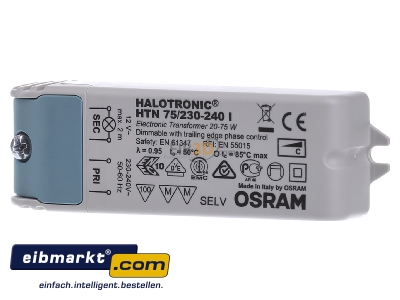 Frontansicht Osram HTN 75/230-240 I Halotronic-Trafo 20-75W 230/240V 