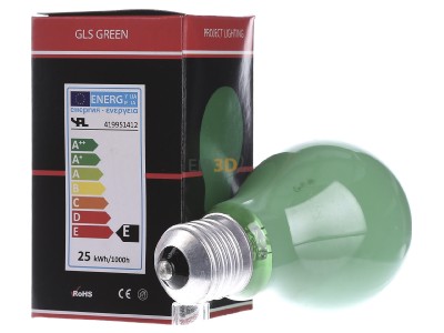 Ansicht links Scharnberger+Has. 40246 Glhlampe B60x105mm E27 230V 25W grn 
