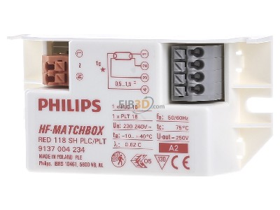Front view Philips Licht HF-M RED 118 SH Electronic ballast 1x18W 
