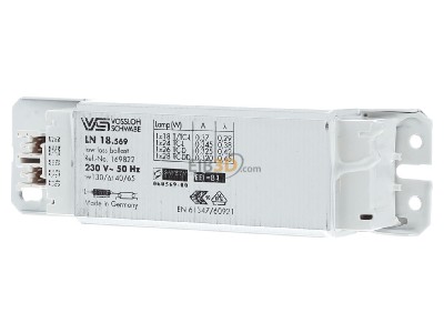 Front view Houben 169822 Conventional ballast 1x18...20W 
