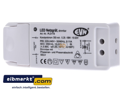 Frontansicht EVN Lichttechnik PLD118 LED-Netzgert 350mA 5,25-18W PLD 118