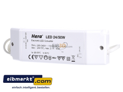 Frontansicht Hera 20604003101 LED-Trafo 24V/50W 