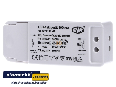 Frontansicht EVN Lichttechnik PLD518 LED-Netzgert 500mA 5-18 W PLD 518