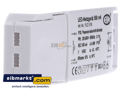Ansicht links EVN Lichttechnik PLD518 LED-Netzgert 500mA 5-18 W PLD 518