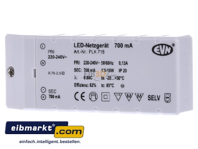 Frontansicht EVN Elektro PLK 718 LED-Netzgert 700mA 1,5-18 Watt 