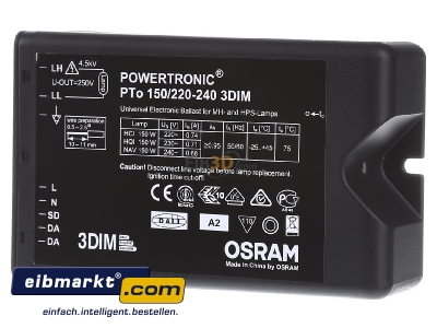Frontansicht Osram PTo 150/220-240 3DIM Vorschaltgert Powertronic outdoor 