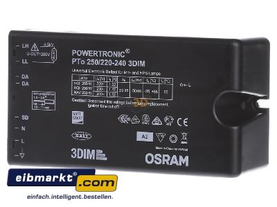 Frontansicht Osram PTo 250/220-240 3DIM Vorschaltgert Powertronic outdoor 