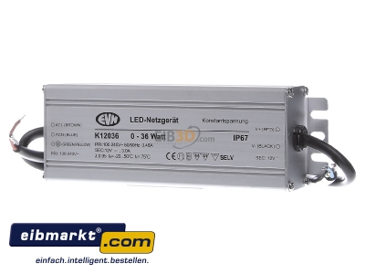 Frontansicht EVN Lichttechnik K 12036 LED-Netzgert 12VDC 0-36W IP67 
