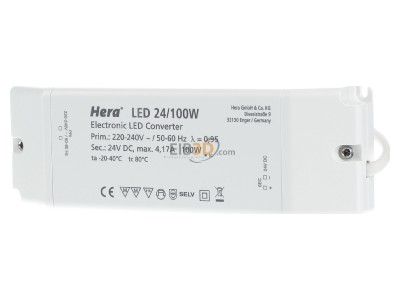 Frontansicht Hera 20604003301 LED-Trafo 24V/100W 12fach Vert 