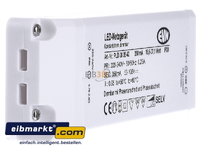 Ansicht links EVN Lichttechnik PLD203540 LED-Netzgert 350mA 18,6-37,1WIP20 