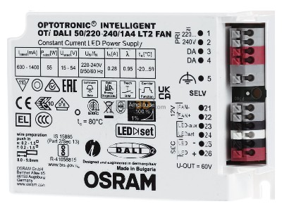 Frontansicht LEDVANCE OTiDALI502202401A4LT LED-Konverter 600...1400mA, 50W 