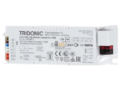 Frontansicht Tridonic LCA 10W  #28000673 LED-Treiber 150-400mA one4allC LCA 10W 28000673