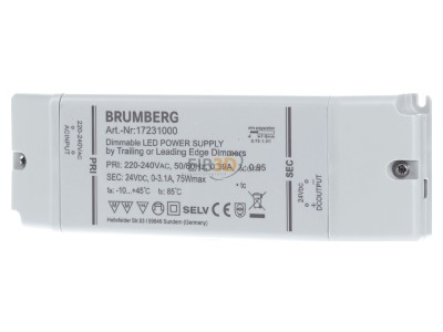 Frontansicht Brumberg 17231000 LED-Netzgert 12-75W 24V IP20 dimm. Phasenab. 