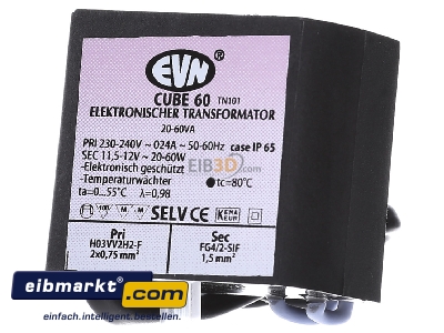 Front view EVN Elektro CUBE 60 Transformer LV lamp 20...60W 230V/12V - 

