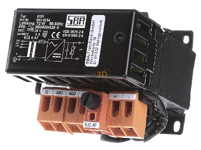 Front view SBA-TrafoTech EGS 4002403 DC-power supply 380...420V/24V 72W_043-0264
